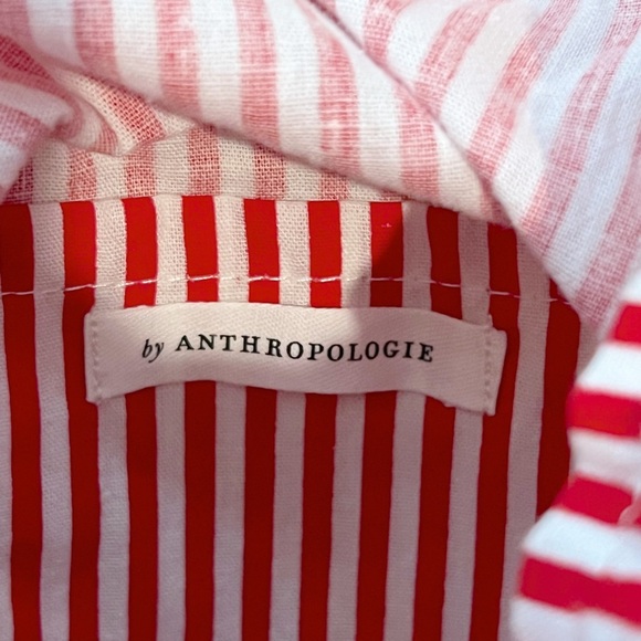 Anthropologie Raffia Bucket Bag Red White Straw Basket Purse NWOT - Picture 16 of 17